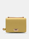 Women Faux Leather Fashion Solid Color Chain Square Crossbody Bag Shoulder Bag - Yellow