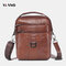 Men Genuine Leather Multi-Carry Vintage Crossbody Bag Belt Bag - Brown