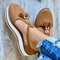 Women Tassel Decor Comfy Breathable Casual Closed Toe Platform Sandals - Brown