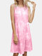 Tie Dye Sleeveless O-neck Loose Casual Dress For Women - Pink