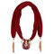 Collar de múltiples capas de gasa impresa bohemia borla moldeada hecha a mano Colgante Collar de chal de bufanda para mujer - Vino rojo