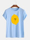 Mens Cartoon Lemon Printed Round Neck Casual Short Sleeve T-shirts - Light Blue