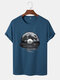 Mens Vinyl Records Graphic Crew Neck Short Sleeve T-Shirts - Blue