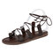 Clip Toe Non Slip Flat Brown Strappy Sandals - Brown