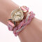 Fashion Quartz Wristwatch Colorful Leather Rhinestone Strap Causal Bracelet Watch for Women - Pink