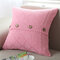 Cotton Removable Knitted Decorative Pillow Case Cushion Cover Cable Knitting Patterns Square Warm - Pink