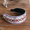 Fresh Bohemian Ethnic Style Hair Band Embroidered Cotton Wide Brimmed Hair Band Travel Home Leisure Hair Band - White