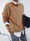Solid Color Long Sleeve Sweater For Women - Orange