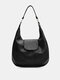 Women's PU Leather Simple Fashion Trend Shoulder Bag Large Capacity Premium Underarm Tote Bag - Black