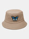 Women & Men Colorful Butterfly Pattern Outdoor Casual Sunshade Bucket Hat - Khaki