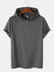 Mens Solid Color Basics Short Sleeve Hooded T-Shirt - Grey