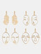 4 PCS Punk Human Face Earrings Hollow Abstract Face Pendant Earrings - #05