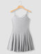 Solid Open Back Adjustable Strap Ruffle Dress For Women - Gray