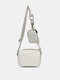 Men Faux Leather Brief Solid Color Waterproof With Small Bag Crossbody Bag - White