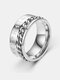 1 Pcs Casual Personality Roman Numeral Chain Rotating Stainless Steel Ring - Silver