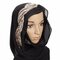 Women Muslim Sequin Lace Shawls Islamic Hijab Long Scarf Headwear - Black