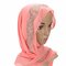 Women Muslim Sequin Lace Shawls Islamic Hijab Long Scarf Headwear - Pink