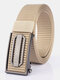 120CM Men Nylon Belt Automatic Buckle Quick Unlock Fashion Belt - Silver Buckle-Khaki