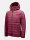 Mens Winter Thick Zipper Front Pockets Hooded Down Jacket - Red