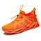 Men Fabric Mesh Comfy Breathable Slip Resistant Running Casual Sneakers - Orange