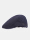 Men Cotton Solid Color Argyle Stitches Breathable Adjustable Sunshade Newsboy Hat Beret Flat Cap - Navy