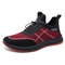Men Mesh Breathable Elastic Lace Up Casual Sport Running Shoes - Red