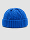 Unisex Knitted Jacquard Solid Color Classic Twist Pattern All-match Warmth Brimless Beanie Landlord Cap Skull Cap - Royal Blue
