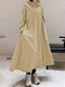 Einfarbige Kapuzen-Taschen Casual Loose Long Kapuzenpullover Kleid - Beige