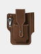 Ekphero Men EDC Genuine Leather Keychain Holder 6.5 Inch Phone Bag Waist Bag Wallet - Brown