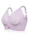 Plus Size Lace Thin Non-Padded Wireless Full Coverage Minimize Bras Sexy Bralettes For Cool Summer - Purple