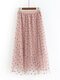 Сетчатая юбка в горошек с плиссировкой и эластичной талией Для Женское - Розовый