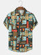 قمصان رجالي بأكمام قصيرة مطبوعة بتصميم هندسي Colorful - متعدد الالوان