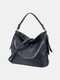 Retro Faux Leather Waterproof Convertible Strap Crossbody Bag Large Capacity Shoulder Bag - Black
