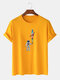 Mens Cartoon Astronaut Ice Cream Print Casual Lightweight Thin T-Shirt - Yellow