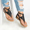 Large Size Women Casual Strappy Zipper Clip Toe Sandals - Black