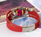 Retro Genuine Leather Bracelet Rose Bead Charm Bangle for Women Gift - Red