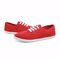 Pure Color Lace Up Canvas Flat Casual Shoes For Women - Red