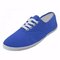 Pure Color Lace Up Canvas Flat Casual Shoes For Women - Blue