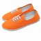 Pure Color Lace Up Canvas Flat Casual Shoes For Women - Orange