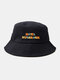 Unisex Colorful Letter Words Print Summer Outdoor Sunshade Couple Hat Bucket Hat - Black