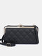 Women Faux Leather Fashion Argyle Large Capacity Multifunction Crossbody Bag Shoulder Bag - Black