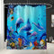 ستارة حمام بطباعة أسماك الدلفين بساط أرضي مكون من أربع قطع مجموعة ستائر التقسيم - ستارة الحمام