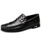 Men Crocodile Pattern Genuine Leather Non Slip Slip-ons Casual Driving Shoes - Black
