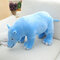 Big Plush Rhinoceros Toys Lifelike Stuffed Animal Pillow Zoo Dolls Baby Cushion Rhino Plush Toys - Blue