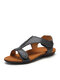 Women's Round Toe Comfortable Soft Sole Casual Flat Large Size Sandals - Gray