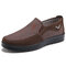 Large Size Men Old Peking Style Cloth Splicing Slip On Soft Casual Shoes - Coffee