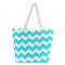 Women Wave Pattern Canvas Largre Capacity Handbag - Blue