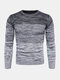 Mens Ombre Crew Neck Casual Regular Fit Long Sleeve Pullover Sweater - Black