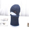 Men 2PCS Plus Velvet Thick Elastic Windproof Keep Neck Protection Warm Headgear Scarf Wool Beanie - Navy