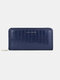Women Casual Large Capacity Multifunction Faux Leather Long Wallet Purse - Blue